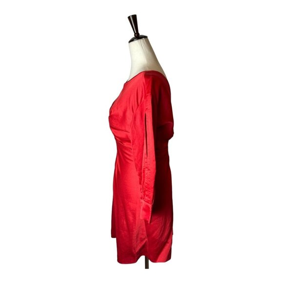Isabel Marant Dress Women XS‎ Red Satin Long Split Sleeve Fit And Flare Mini - Picture 7 of 12